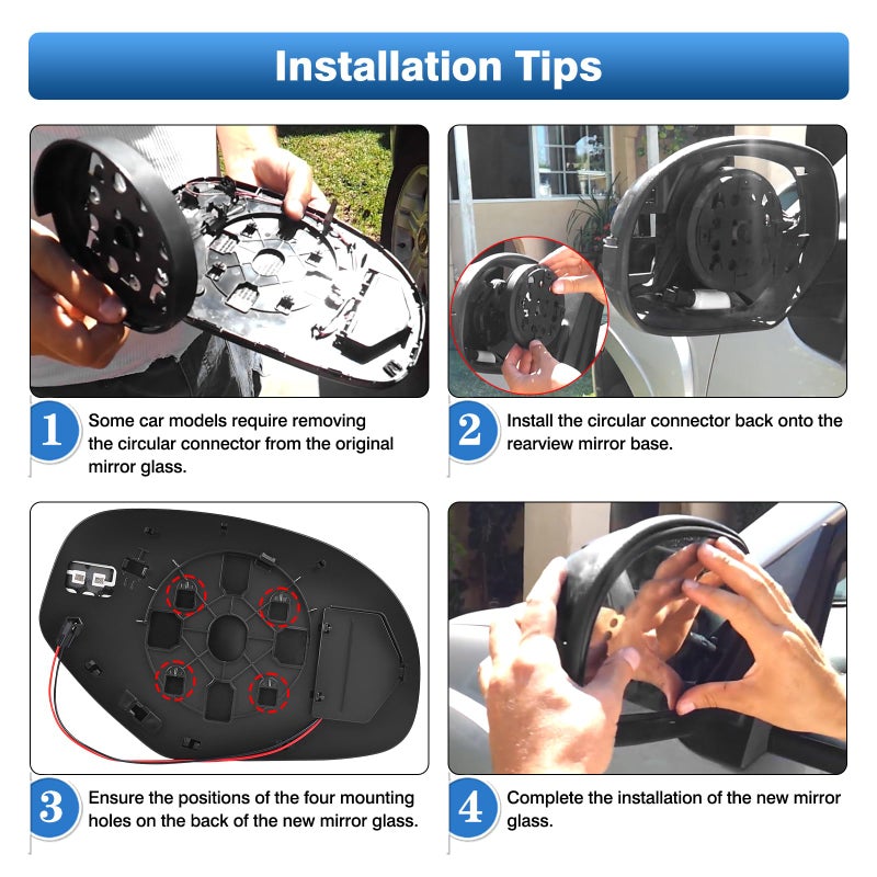 TOP-MAX GM1324138 Driver Left Side Mirror Glass Replacement for 2007-2013 Chevy Silverado Avalanche Suburban Tahoe GMC Sierra Yukon 1500 2500HD 3500HD Cadillac Escalade  Heated Glass with Turn Signal Light - Image 4